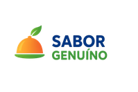 Logotipo colorido da empresa Sabor Genuíno, do setor de alimentos, com ícone de cloche laranja e folha verde.